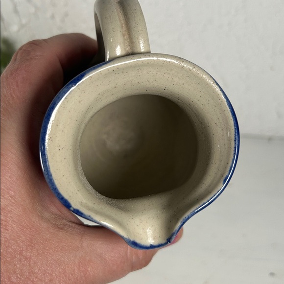Williamsburg Salt Glazed mini Pitcher Stamped Dated Blue Leaf Salt Glazed Finish - Picture 8 of 14